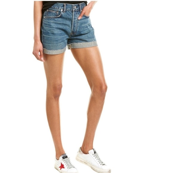 CQY Denim Button Fly Rolled Hem Jean Shorts Size 28 - Picture 1 of 8